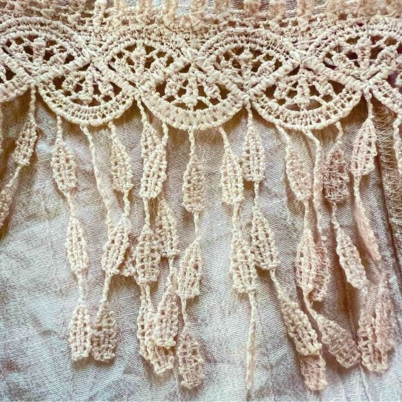 Unique Spectrum Boho Lightweight Crocheted Fringe 3/4 Sleeve Blouse - Picture 9 of 12